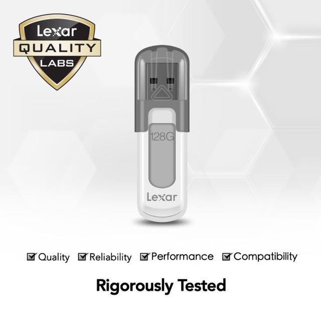 Lexar V100 128GB JumpDrive® USB3.0 Flash Drivee, up to 100MB/s read allows you to quickly and easily store and transfer your favorite photos, videos