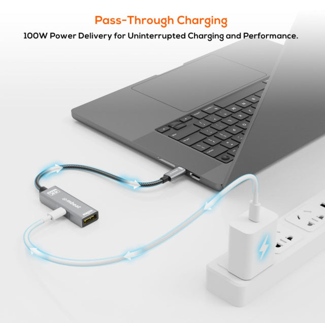mbeat Tough Link USB-C to DP Adapter with 100W PD - Space Grey 4K (3840 x 2160) @60Hz, 2K (2560 x 1440) @144Hz, 1080p (1920 x 1080) @240Hz