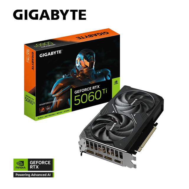 Gigabyte GeForce RTX™5060 Ti WINDFORCE MAX OC 16G, 2587 MHz, CUDA 4608, 28 Gbps, GDDR7, 128 bit, PCI-E 5.0, PSU 650W, DisplayPort 2.1b *3 HDMI 2.1b *1