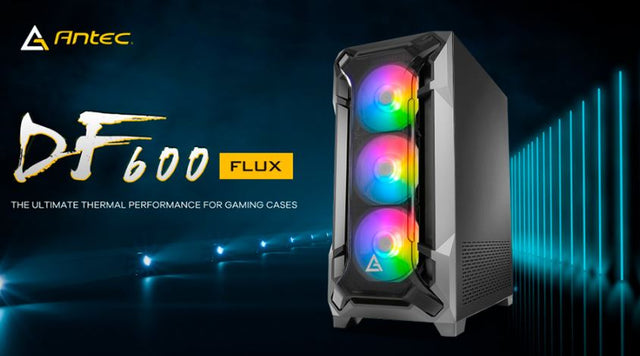 Antec (LS) Antec DF600 FLUX ATX, 5 x120mm Fans Included, 3x ARGB & 2x PWM + Fan Controller, Tempered Glass Side, 2x USB 3.0 High Airflow Thermal Gaming Cas