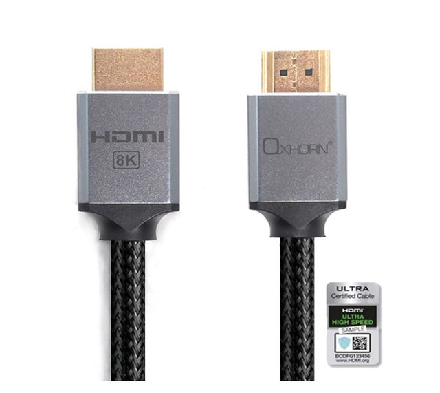 Oxhorn HDMI2.1a 8K@60Hz 3D Ultra Certified Ethernet Aluminum Header Cable 1.8m Male to Male