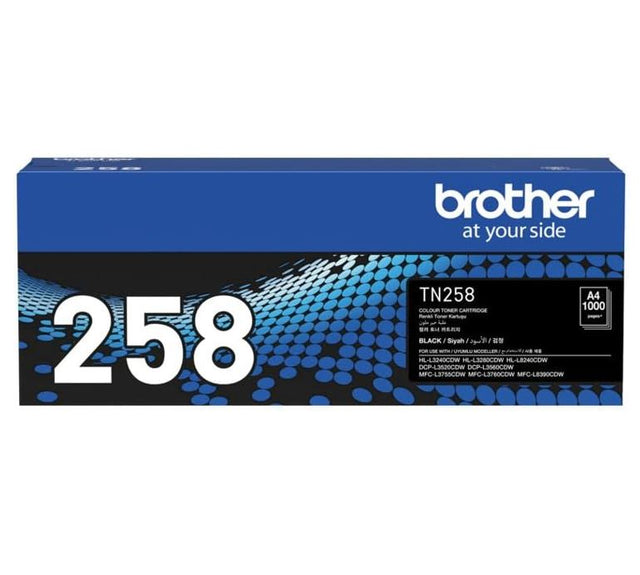 Brother TN-258BK BLACK TONER CARTRIDGE TO SUIT MFC-L8390CDW/MFC-L3760CDW/MFC-L3755CDW/DCP-L3560CDW/DCP-L3520CDW/HL-L8240CDW/HL-L3280CDW/HL-L3240CDW -