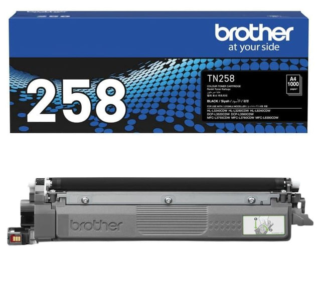 Brother TN-258BK BLACK TONER CARTRIDGE TO SUIT MFC-L8390CDW/MFC-L3760CDW/MFC-L3755CDW/DCP-L3560CDW/DCP-L3520CDW/HL-L8240CDW/HL-L3280CDW/HL-L3240CDW -