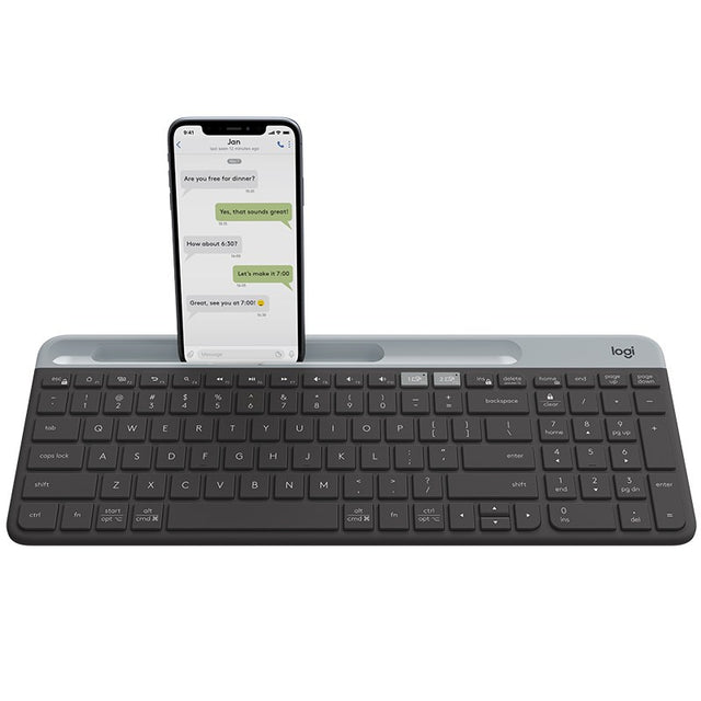 Logitech K580 Unifying Slim Easy Switch Multi-Device Wireless Keyboard - 18 months Battery Life, Mac/iOS/Andriod/Windows, Bluetooth + USB - Graphite