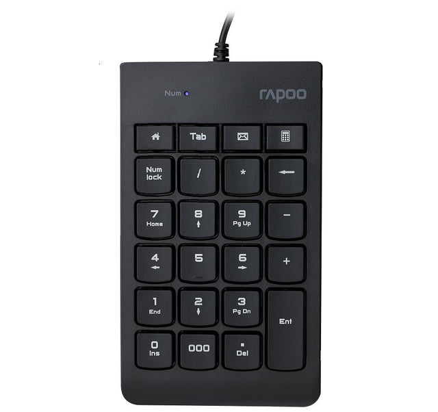 RAPOO K10 Wired Numeric NumberPad Keyboard - Spill Resistant Design, Laser Carved Keycap, Spill-Resistant Design