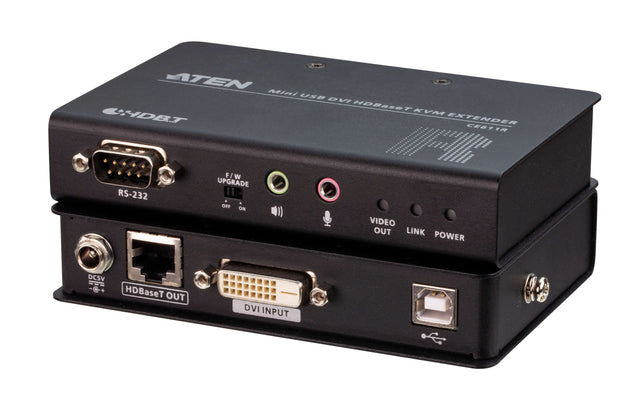 Aten DVI HDBaseT Mini KVM Extender, extends USB Keyboard and mouse with DVI video up to 1920 x 1200 @ 100m (Cat 6a), 2 USB 2.0 ports,