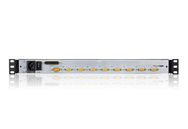 Aten Rackmount KVM Switch Dual Rail 8 Port VGA PS/2-USB w/ 19" LCD Display, 2x Custom KVM Cables Included, 1280x1024@75hz Display, LED Illumination