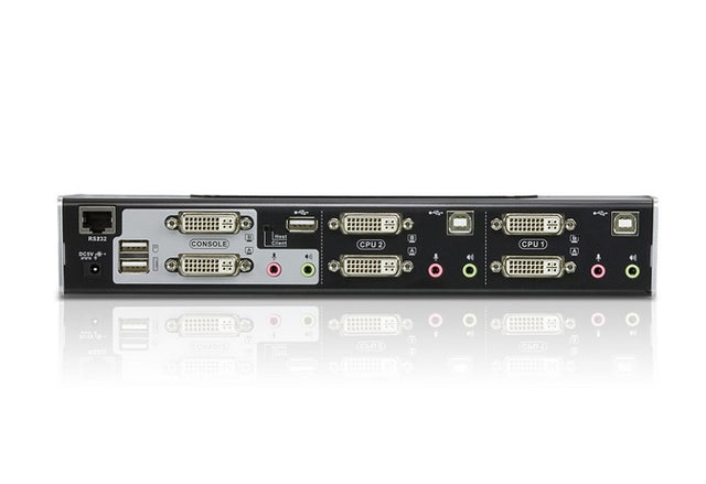 Aten Desktop KVMP Switch 2 Port Dual Display DVI Dual Link w/ audio, 2x Custom KVM Cables Included, 2x USB Port, Selection Via Front Panel