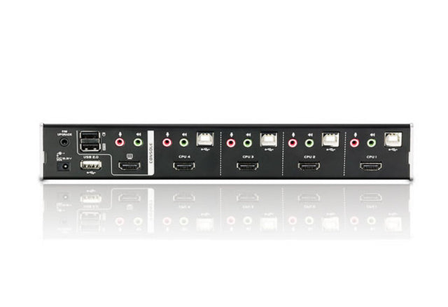 Aten Desktop KVMP Switch 4 Port Single Display HDMI w/ Dolby HD audio, 4x Custom KVM Cables Included, 2x USB Port, Selection Via Front Panel