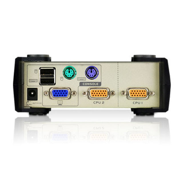 Aten Desktop KVM Switch 2 Port Single Display VGA, Both USB & PS/2 Options, Custom Cables Included, Selection Via Front Panel,