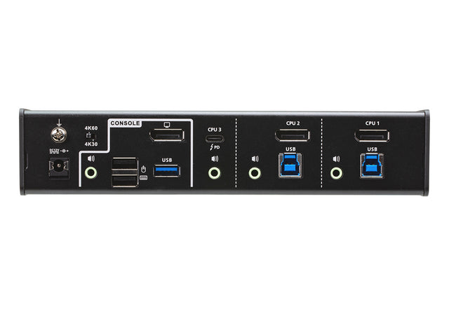 Aten 3-Port USB-C DisplayPort Hybrid KVMP Switch with 45W Power Delivery 3.0