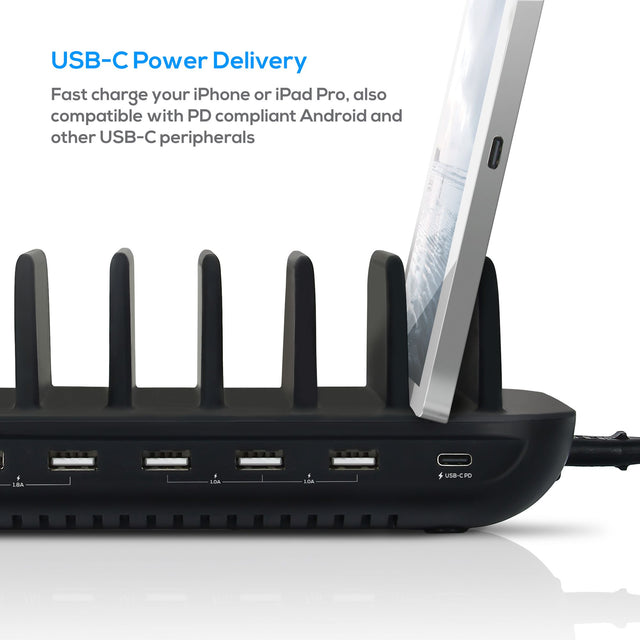 mbeat® Gorilla Power 60W 7 Port USB-C & USB Charging Station