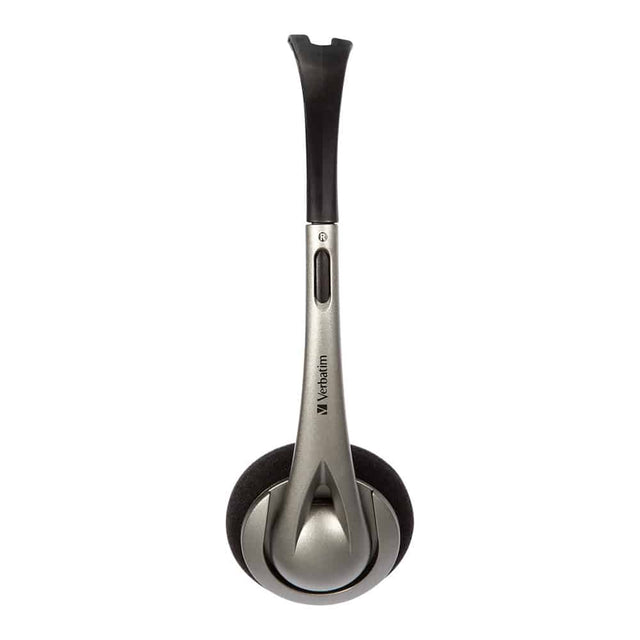 Verbatim Multimedia Headset with Boom Mic Headphone, Volume Control, USB 3.0 – Grey – School, Office, Business. Retail Pack