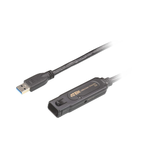 Aten USB 3.2 Gen 1 15m Extender Cable with AC Adapter, support 5 Gbps data-rate, daisy-chain up to 30m, unique locker head design