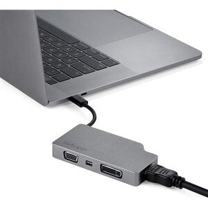 Startech CDPVDHDMDPSG, A/V Adapter, 1 x24-Pin USB-C Male, 1x25-Pin DVI-D Female, 1x19-pin HDMI Female, 1x20-Pin Mini DP Female, 1x15-pin HD-15 VGA Female, Space Gray, 3 Year Warranty