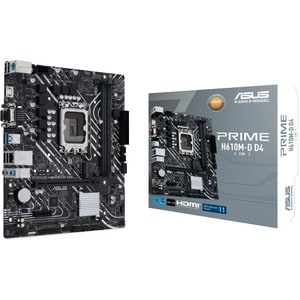 ASUS H610M PRIME H610M-D D4-CSM Intel LGA 1700 mATX Motherboard 2xDDR4 64GB, PCIe4.0, M.2, 1Gb Ethernet, HDMI, D-SUB, USB3.2 Gen1, SATA 6Gbps,