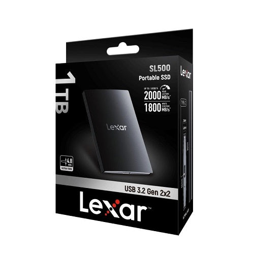 Lexar LSL500M001T-RNBNG, SL500 External Portable SSD with Magnetic Set, 1TB, USB 3.2, Read Speed: Up to 2000MB/s, Write Speed: Up to 1800MB/s, 3 Year Warranty