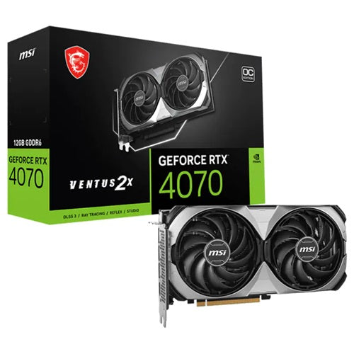 MSI nVidia GeForce RTX 4070 VENTUS 2X E1 12G OC Video Card  2505 MHz Boost Clock, 12GB GDDR6, DisplayPort x 3 (v1.4a),HDMI x 1(NEW)