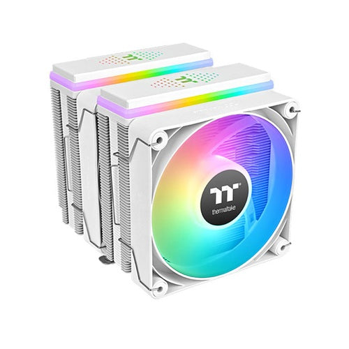 Thermaltake CL-P139-CA12SW-A, ASTRIA 600 ARGB Sync CPU Cooler, Fan Size: 120mmx2, PWM: 500-1800 RPM, Air Flow: 65CFM, White, Intel Socket LGA 2066, 2011, 1851, 1700, 1200, 1156, 1155, 1151, 1150, 1150_x000B, AMD AM5, AM4, 2 Year Warranty