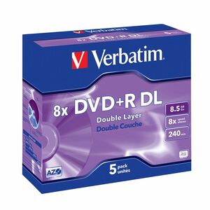 DVD+R DL 5pk Jewel Case - 8.5GB Double Layer 8x