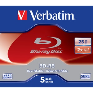 5Pack Verbatim Blu Ray BD-RE 2X 25GB