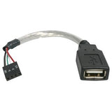 6in USB 2.0 Cable - USB A Female to USB Motherboard 4 Pin Header F/F