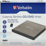 VERBATIM EXTERNAL SLIMLINE MOBILE CD/DVD WRITER USB 2.0 BLACK