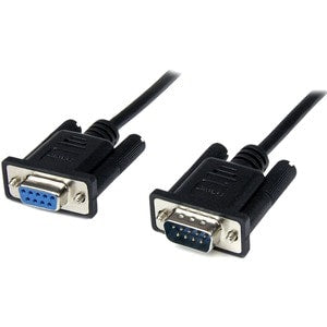 1M BLACK DB9 RS232 SERIAL NULL MODEM CABLE F/M - DB9 MALE TO FEMALE - 9 PIN NULL MODEM CABLE - 1X DB9 (M) 1X DB9 (F) BLACK - 1 METER / 3.28FT