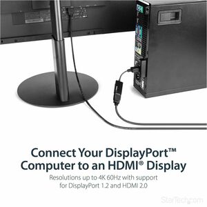 StarTech.com DisplayPort to HDMI Adapter - DP to HDMI Converter - UHD 4K 60Hz - Connect your DP computer to an HDMI display using this converter which supports Ultra HD resolutions