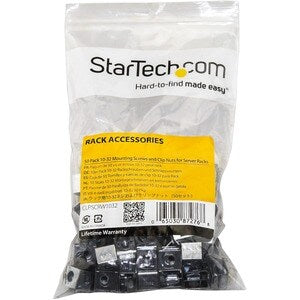 StarTech.com SERVER RACK SCREWS AND CLIP NUTS - 10-32 RACK MOUNT SCREWS AND SLIDE-ON CAGE NUTS - 50 PACK - MOUNT SERVER NETWORKING AND A/V EQUIPMENT WITH THESE HIGH QUALITY CLIP NUTS SCREWS