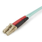 1m Aqua OM4 Duplex Multimode Fiber Optic Cable - 100 Gb - 50/125 - LSZH - LC/LC