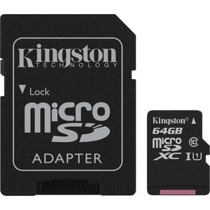 KINGSTON 64GB microSDXC Canvas Select 80R CL10 UHS-I Card + SD Adapter