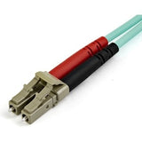 10 m OM4 LC to LC Multimode Duplex Fiber Optic Patch Cable- Aqua - 50/125 - Fiber Optic Cable - 40/100Gb - LSZH (450FBLCLC10)