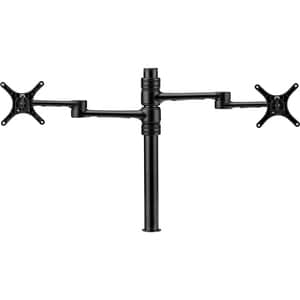 ATDEC DUAL DISPLAY MONITOR ARM - BLACK - QUICK DISPLAY RELEASE TILT PAN LANDSCAPE/PORTRAIT - ADVANCED CABLE MANAGEMENT - BOLT THROUGH DESK CLAMP DESK FIXING OPTIONS AND ALL MOUNTING HARDWARE
