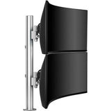 ATDEC DUAL STACK HEAVY MONITOR DESK MOUNT - SILVER - UP TO 49IN - TOOL-FREE ADJUSTABLE MONITOR HEIGHT TILT PAN - QUICK DISPLAY RELEASE - ADV CABLE MGMT - DESK CLAMP FIXING & ALL MOUNTING HW INCLUDED