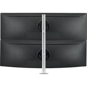 ATDEC DUAL STACK HEAVY MONITOR DESK MOUNT - SILVER - UP TO 49IN - TOOL-FREE ADJUSTABLE MONITOR HEIGHT TILT PAN - QUICK DISPLAY RELEASE - ADV CABLE MGMT - DESK CLAMP FIXING & ALL MOUNTING HW INCLUDED