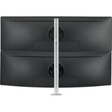 ATDEC DUAL STACK HEAVY MONITOR DESK MOUNT - SILVER - UP TO 49IN - TOOL-FREE ADJUSTABLE MONITOR HEIGHT TILT PAN - QUICK DISPLAY RELEASE - ADV CABLE MGMT - DESK CLAMP FIXING & ALL MOUNTING HW INCLUDED