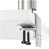ATDEC DUAL STACK HEAVY MONITOR DESK MOUNT - SILVER - UP TO 49IN - TOOL-FREE ADJUSTABLE MONITOR HEIGHT TILT PAN - QUICK DISPLAY RELEASE - ADV CABLE MGMT - DESK CLAMP FIXING & ALL MOUNTING HW INCLUDED