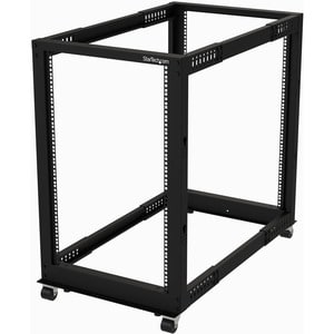 StarTech.com 19 Inch 18U Open Frame Rack - 4 Post - 22-40 Adjustable Depth - 1200 lb. Capacity w/ Casters and Cable Hooks (4POSTRACK18U)