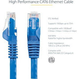 StarTech.com 7.5 m CAT6 Cable - Blue CAT6 Patch Cord - Snagless RJ45 Connectors - 24 AWG Copper Wire - Ethernet - ETL (N6PATC750CMBL)