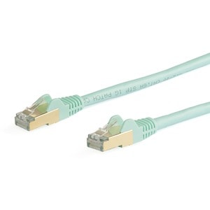 StarTech.com 5m CAT6a Ethernet Cable - Aqua - RJ45 Snagless Connectors - CAT6a STP Cord - Copper Wire - Network Cable (6ASPAT5MAQ)