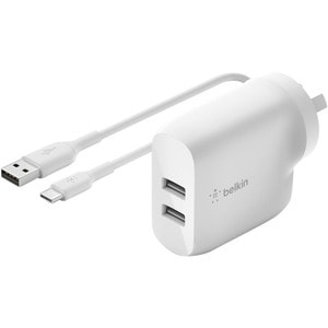 BOOSTCHARGE DUAL USB-A WALL CHARGER 24W + USB-A TO USB-C CABLE