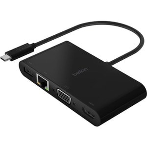 USB-C Multimedia + Charge Adapter (GBE HDMI VGA USB-A) BLK (100W PD)