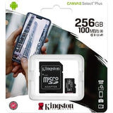 KINGSTON 256GB MICROSDXC CANVAS SELECT 100R A1 C10 CARD + SD ADAPTER