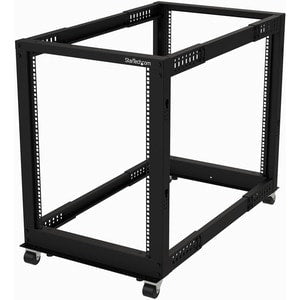 StarTech.com 19 Inch 15U Open Frame Rack - 4 Post - 22-40 Adjustable Depth - 1200 lb. Capacity w/ Casters and Cable Hooks (4POSTRACK15U)