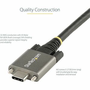 StarTech.com 3ft (1m) Side Screw Locking USB C Cable 10Gbps - USB 3.1/3.2 Gen 2 Type-C Cable - 100W (5A) Power Delivery Charging DP Alt Mode - Dual Screw Lock - USB-C Cord Charge/Sync