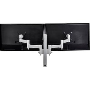 ATDEC AWMS-2-4640F-S AWM DUAL MONITOR ARM SOLUTION COMBINING TWO 460MM ARTICULATING ARMS ON A 400MM POST WITH F CLAMP FIXING IN SILVER