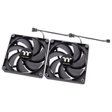 Thermaltake CL-F147-PL12BL-A, CT120 PC Cooling Fan, Size: 120mm, PWM, Airflow: 57.05CFM, Noise: 25.8dBA, Black, Pack of 2, 2 Year Warranty