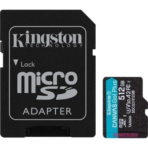 KINGSTON 512GB MSDXC CANVAS GO PLUS 170R A2 U3 V30 CARD + ADAPTER