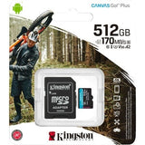 KINGSTON 512GB MSDXC CANVAS GO PLUS 170R A2 U3 V30 CARD + ADAPTER